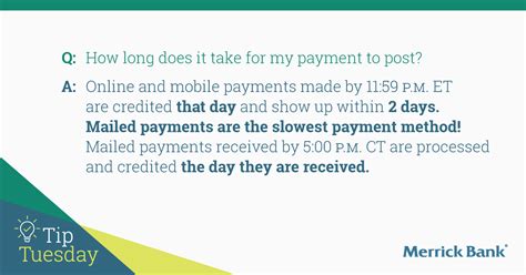 How long does merrick bank take to process payment. Instant Pay is the fastest way to get paid when you need that extra cash. You can use this service once per day not to exceed $600 per month on eligible debit cards. There is a $3 flat fee to use this service. Depending on your bank’s processing time, it can take up to 30 minutes to see the updated balance in your bank account. 