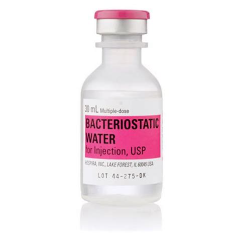 How long is bacteriostatic water good for. Bacteriostatic Water for Injection, USP is a sterile, nonpyrogenic preparation of water for injection containing 0.9% (9 mg/mL) or 1.1% (11 mg/mL) of benzyl alcohol added as a bacteriostatic preservative. It is supplied in a multiple-dose container from which repeated withdrawals may be made to dilute or dissolve drugs for injection. 