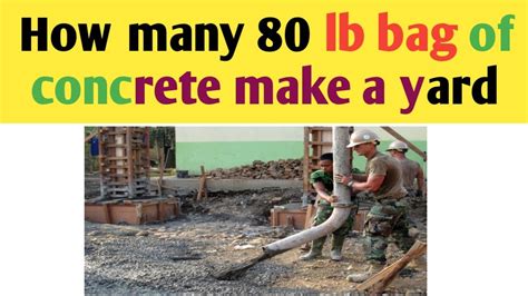 How many bags of concrete do I need for 1 yard? On average, it will take 90 40lb bags, 60 60lb bags, or 45 80lb bags to fill one cubic yard of concrete. How much area does a 60 lb bag of concrete cover? A 60 lb. bag provides 0.45 cubic feet of cured concrete. A 80 lb. bag provides 0.6 cubic feet of cured concrete. How many bags of quikrete make .... 