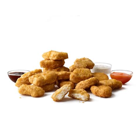 4 Piece Chicken McNuggets Happy Meal . Based on calorie count and sodium intake, the 4-piece chicken McNuggets Happy Meal is the most nutritious of the kids' options. It contains 395 calories, 17g fat, 3.5g saturated fat, 41g carbohydrates, 19g protein, and 500mg sodium.. 