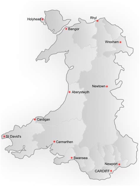 How many cities in cardiff. Map of the seven cities in Wales.  Highlight...