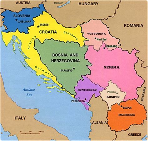 How many countries did the former Yugoslavia split into?