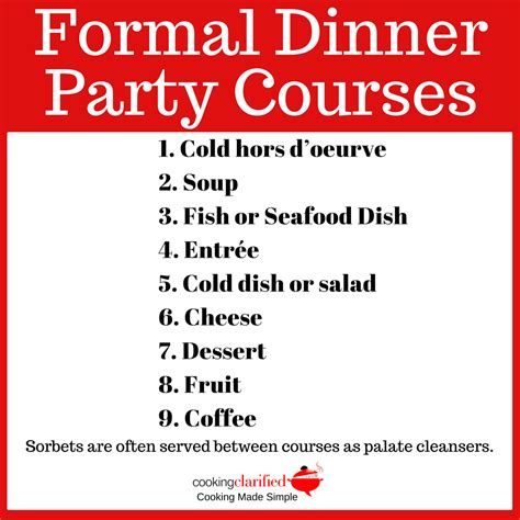 How many courses are served at a formal dinner party?