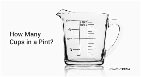 How Many Cups in a Pint? One pint is equal to 2 cups. So there are 2 cups in a pint. ... 