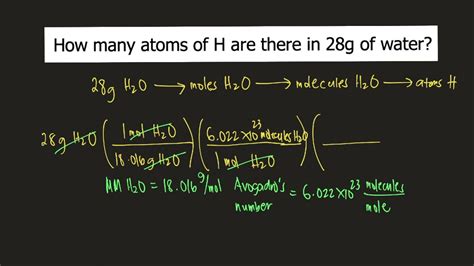 How many hydrogen atoms are in 52.0 g of water? - Answers