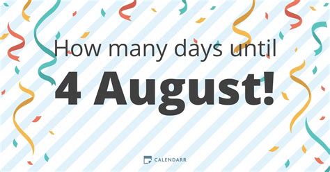 How many more weeks until august 10. There are 163 days until 10 August ! Now that you know how many days are left until 10 August, share it with your friends. 