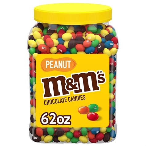 To find the maximum number of M&M's that can fit, we need to divide the total available space in the jar by the volume of one M&M. So, 111.948 cubic inches divided by 0.202 cubic inches gives us approximately **554.168**. Therefore, we can fit around 554 peanut M&M's in a 62 oz jar! Contents [ show]. 
