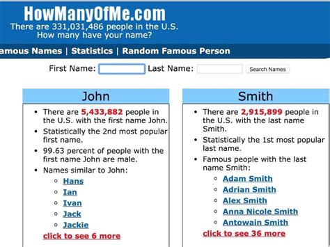 How many people have this name. The website How Many of Me is helping people all around the US find their namesakes. The site uses data from the US census to help you look up your first and last name, and find others with matching names. 