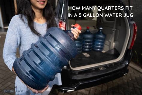 How much money in quarters will fill a 5 gallon jug? 1 pound of quarters is $20. Based on the space used in the jug, the amount of quarters inside can vary, but it should be slightly above 200 lbs. This means that a 5 gallon jug filled only with quarters should hold over $4,000.. 