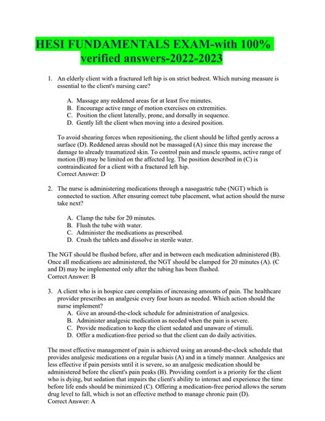 HESI Fundamentals Practice Exam 2023. 111 terms. kay