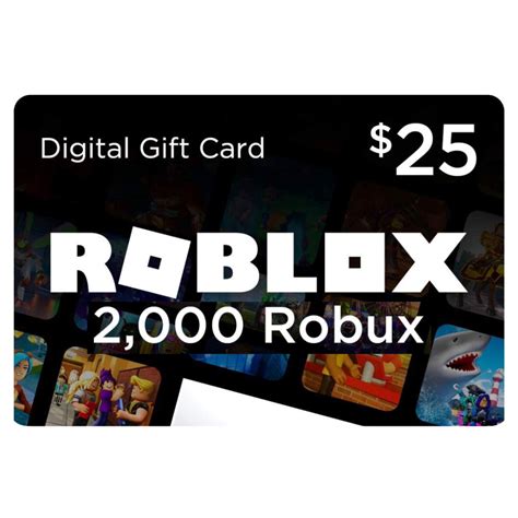 Buy Roblox Gift Card Online (US) Gift a personalised Roblox Gift Card or simply use it yourself as a prepaid card to purchase $25 worth (2000 Robux) of in-game currency. How many Robux does a $25 gift card get? Search. A: 2000 Robux. Is a $25 Roblox gift card worth it? As many players of ROBLOX may know, Robux/BC are pretty much necessities to enjoy the game.. 