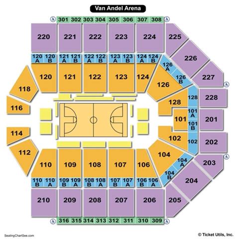 How many seats are in van andel arena. Van Andel Arena with Seat Numbers. The standard sports stadium is set up so that seat number 1 is closer to the preceding section. For example seat 1 in section "5" would be on the aisle next to section "4" and the highest seat number in section "5" would be on the aisle next to section "6". 
