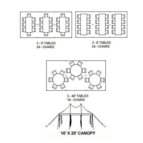 A 20×30 tent will accommodate up to 40 8-foot long banquet tables with 3 feet of space between each table. So how many tables will fit in your tent? It depends on the size of the tables the spacing between the tables the number of chairs and the overall size of the tent. Use these guidelines to help you determine the answer for your event.. 
