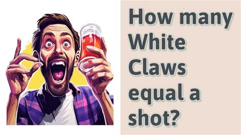 How many white claws equal a shot of vodka? Strength and size of the shot glass. Generally, the amount of alcohol in a single shot of vodka is around 40ml, which is equivalent to 2 fl. oz. White Claw Hard Seltzer typically contains 5% alcohol by volume, so 2 fl. oz.. 