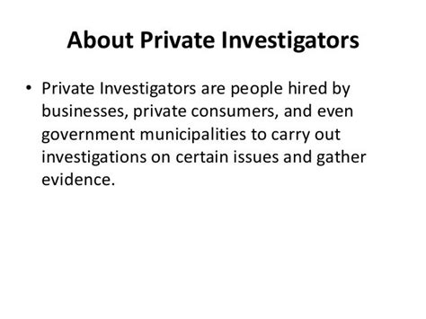 How much do private investigators make. The estimated total pay range for a Private Investigator at Allied Universal is $40K–$62K per year, which includes base salary and additional pay. The average Private Investigator base salary at Allied Universal is $50K per year. The average additional pay is $0 per year, which could include cash bonus, stock, commission, profit sharing or tips. 