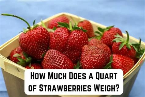 How much does a quart of strawberries weigh. Jul 3, 2023 · Fiber: 3 g. Strawberries are a good source of fiber, and have 12% of your Daily Value (DV). This means that strawberries can can make you to feel full, helping you to eat less and lose weight. Protein: 1 g. As with most fruits, strawberries are not particularly high in protein. Fat: 0 g. 