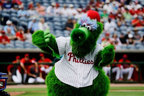 The Phillie Phanatic's image dominates the