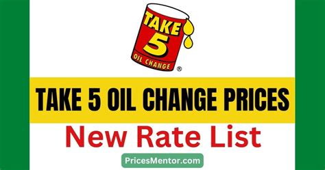 How much does take 5 oil change cost. At Take 5, a fast oil change isn't the only thing you can get with our drive-thru oil change service in Laurel. We also offer air filter replacement and wiper blade replacement. Getting an oil change can be quick, easy, and convenient. Hoping to score a deal on a synthetic oil change? We've got coupons just for you. 