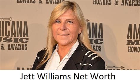 Mar 7, 2024 · Jett Williams's net worth is $10 million. The 70-year-old singer and musician has amassed her wealth through her successful career in the music industry. Despite facing challenges and obstacles along the way, Jett has persevered and showcased her remarkable talent, leaving an indelible mark on the world of music..