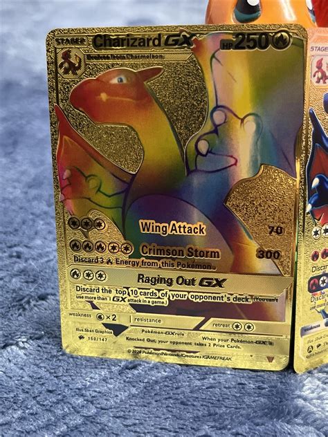 Rainbow Charizard VMAX Gold Metal Stainless Steel Pokemon Card NM. (
