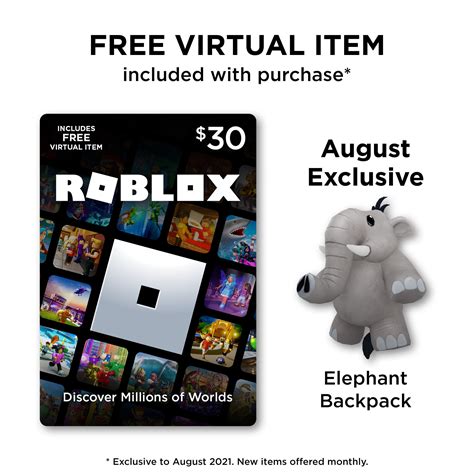 Shop Roblox $30 Digital Gift Card [Includes Free Virtual Item] [Digital] at Best Buy. Find low everyday prices and buy online for delivery or in-store pick-up. Price Match Guarantee.. 