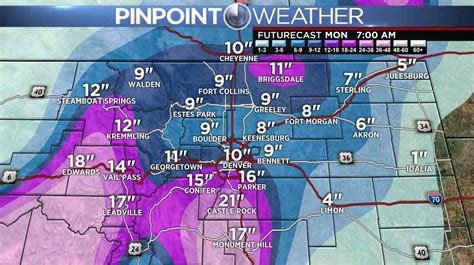 How much snow will fall in Denver on Christmas weekend?