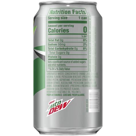 How much sodium is in a mountain dew. Sodium: 80 mg: 3%: Total Carbohydrate: 62 g: 21%: Sugars: 0 g: Protein: 0 g: Caffeine: 72 mg 