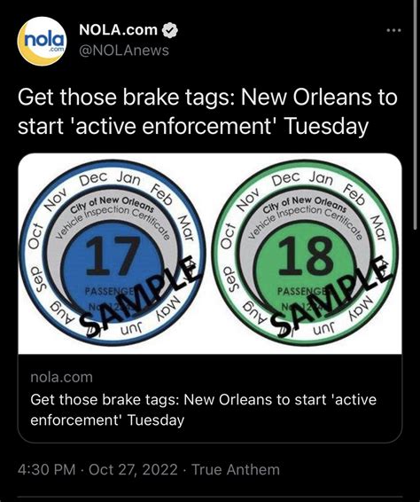 How much would a brake tag ticket would be in Louisiana?