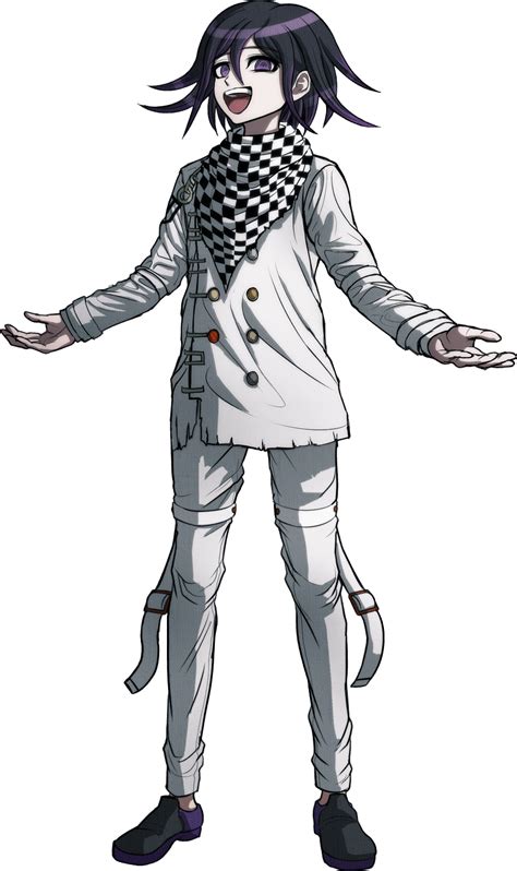Maki blinked, and cupped her hands; Kokichi gently put 