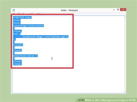 How set image as background in html