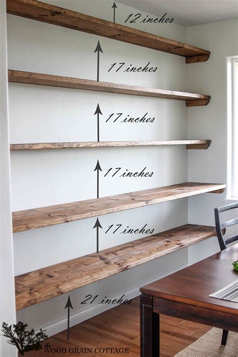 How should floating shelves be arranged