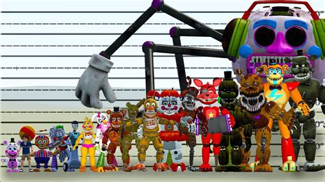 How tall are the fnaf animatronics. The Glamrock animatronics wiki is a wiki about not only the Glamrocks, but about EVERY part of Five Nights At Freddy's: Security Breach! Here, you can find accurate information about animatronics, items, characters, and more! Remember to read the rules, and have fun editing, Superstar! 