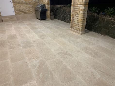 How thick is travertine tile outside