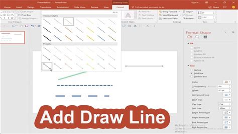 How to Add Draw Line in Microsoft PowerPoint Document 2017 YouTube
