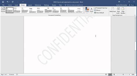 How to Add a Watermark to a document in Word 2016 YouTube
