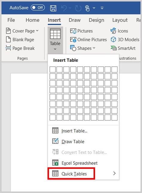 How to Align Tables Using Quick Tables in Microsoft Word Vegadocs