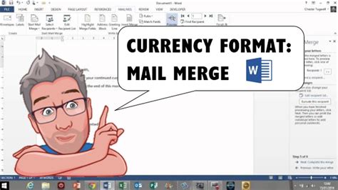 How to Apply Currency Format to a Mail Merge Field YouTube