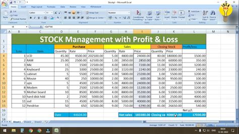 How to Calculate Gain and Loss of Stocks Using Excel Formula YouTube