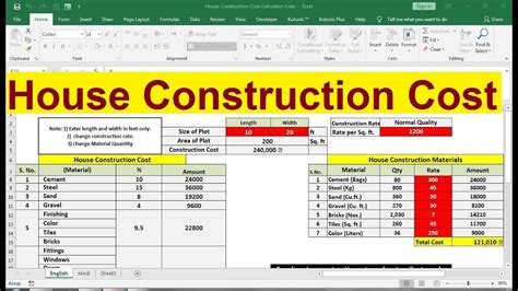 How to Calculate Residential Construction Cost Estimator in Excel 3