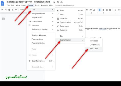 How to Capitalize first letter of each word in Google Docs