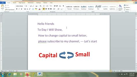 How to Change Capital to Small letter in MS word YouTube