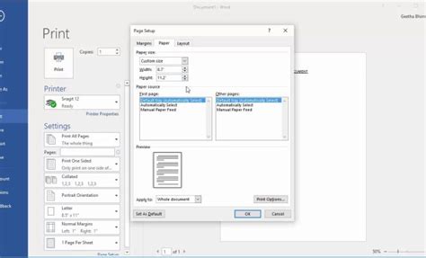 How to Change a Word Document to Print Different Paper Size
