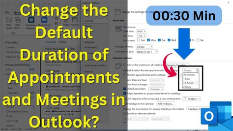 How to Change default duration for appointments and meetings in Outlook