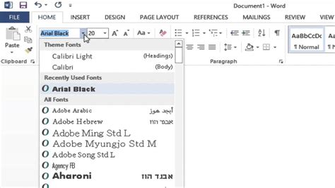 How to Change the Font Family and Font Size in Microsoft Word 2013