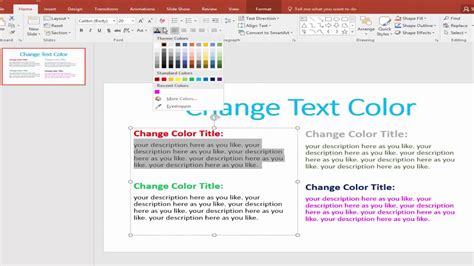 How to Change the Text Color in PowerPoint Document 2017 YouTube