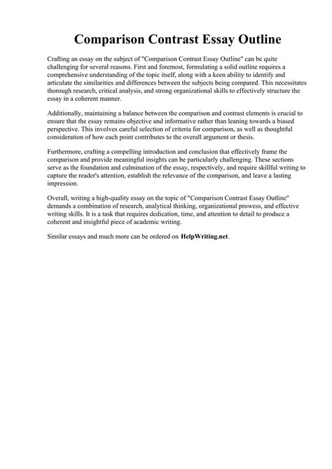 How to Compose Compare and Contrast Essay Outline