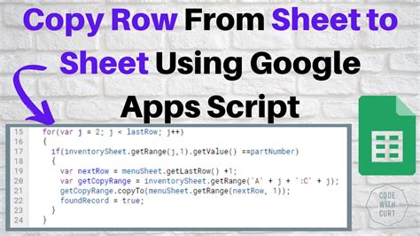 How to Copy Row from Sheet to Sheet using Google Apps Script on Google