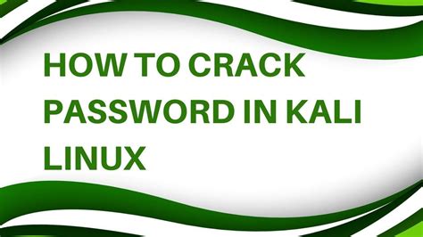 How to Crack Password in Kali Linux - YouTube