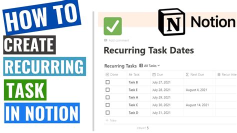 How to Create AUTOMATED Recurring Tasks in Notion YouTube