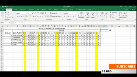 How to Create Attendance Sheet in ms Excel 2016 YouTube